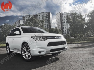 Накладка переднего бампера Mitsubishi Outlander (3rd generation) Broomer Design (2012-2014)
