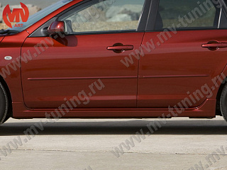 Пороги комплет на Mazda 3 (2004-2009) + УСТАНОВОЧНЫЙ КОМПЛЕКТ