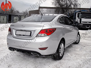 Диффузор заднего бампера var№1 Hyundai Solaris (2010-2013) (под окраску)